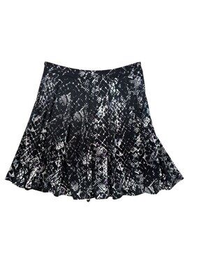Chelsea & Theodore Abstract Flowy Print Skirt L Black & White